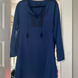 Madewell Navy Blue Embroidered Women's Tunic Top- L